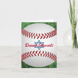 Baseball Bar Mitzvah Gevouwen Dank u Kaart 2