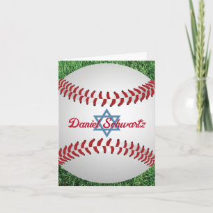 Baseball Bar Mitzvah Gevouwen Dank u Kaart 2