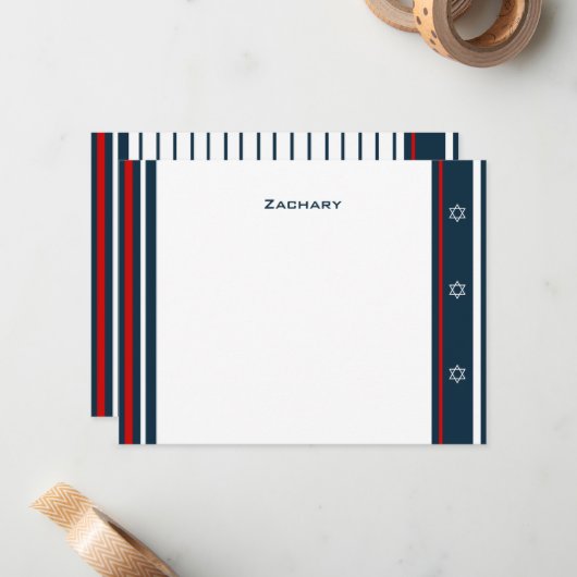 Baseball Bar Mitzvah Hartelijk dank Notitiekaartje (Voorkant / Achterkant in situ)