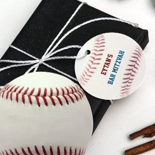 Baseball Bar Mitzvah Red Blue Favor Tags Bedankjes Labels