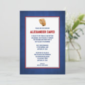 Baseball Bar Mitzvah Red Blue Invitaties Kaart (Staand voorkant)