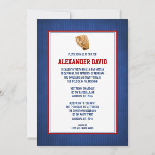 Baseball Bar Mitzvah Red Blue Invitaties Kaart