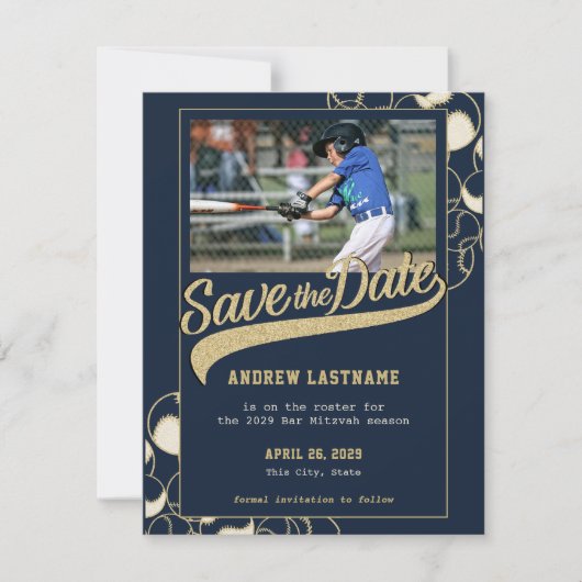 Baseball Bar Mitzvah slaat de datum op Save The Date (Voorkant)