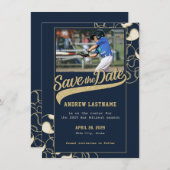Baseball Bar Mitzvah slaat de datum op Save The Date (Voorkant / Achterkant)