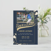 Baseball Bar Mitzvah slaat de datum op Save The Date (Staand voorkant)