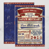 BASEBALL Bar Mitzvah uitnodiging (Voorkant / Achterkant)