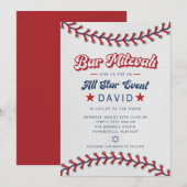 Baseball Bar Mitzvah Uitnodiging All Star (Voorkant / Achterkant)