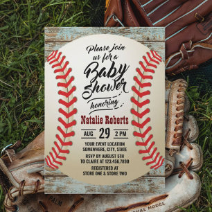  Baseball Barn Wood Background Baby shower Kaart