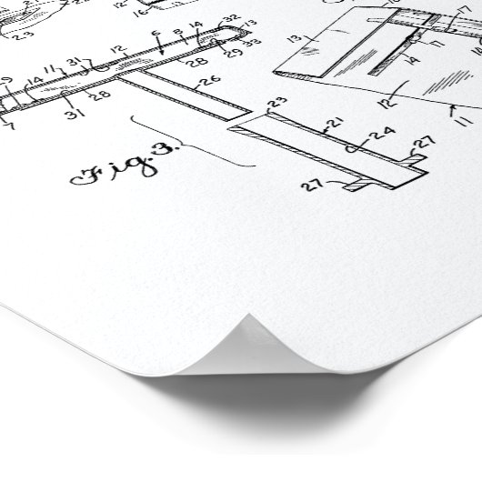 Baseball Base 1953 Patent Art White Paper Poster (Hoek)