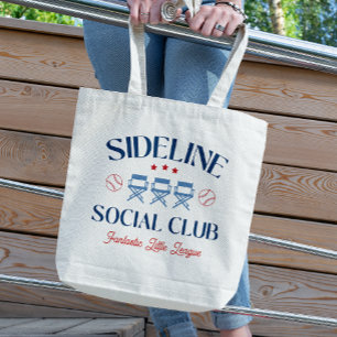 Baseball Baseline Social Club met league naam Tote Bag