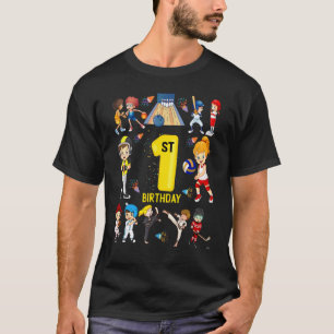 Baseball Basketball Bowling 1 jaar 1e verjaardag G T-shirt