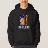 Baseball Basketball Mom Busy Raising Ballers Ameri Hoodie (Voorkant)