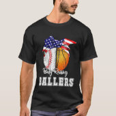 Baseball Basketball Mom Busy Raising Ballers Ameri T-shirt (Voorkant)