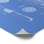 Baseball Bat 1921 Patent Art - Blauwdruk Poster (Hoek)