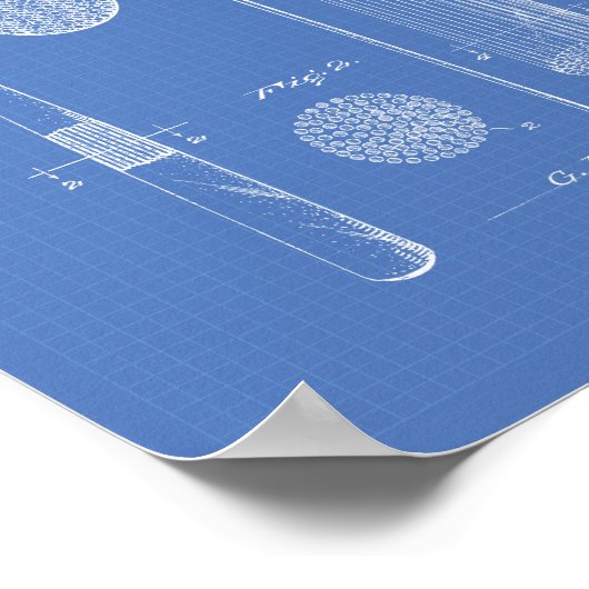 Baseball Bat 1921 Patent Art - Blauwdruk Poster (Hoek)