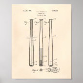 Baseball Bat 1924 Patent Art - Old Peper Poster (Voorkant)