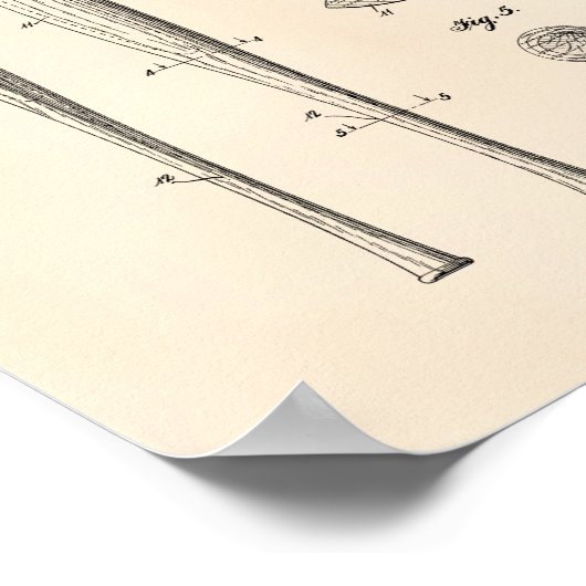 Baseball Bat 1939 Patent Art - Old Peper Poster (Hoek)