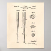 Baseball Bat 1939 Patent Art - Old Peper Poster (Voorkant)