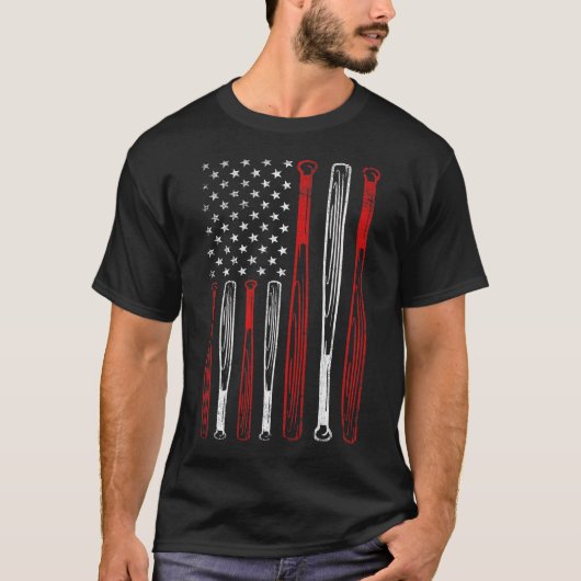 Baseball Bat American Flag Vaderdag Gifts T-shirt (Voorkant)