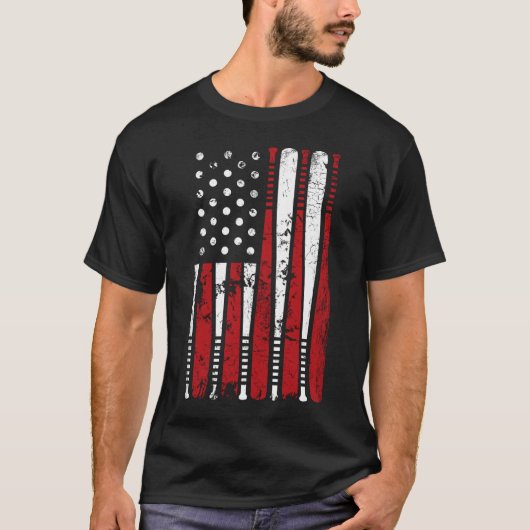 Baseball Bat American USA Flag Gift T-shirt (Voorkant)
