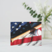Baseball, Bat and American Flag Postcard Briefkaart (Staand voorkant)