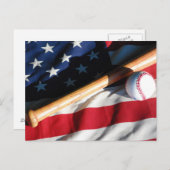 Baseball, Bat and American Flag Postcard Briefkaart (Voorkant / Achterkant)