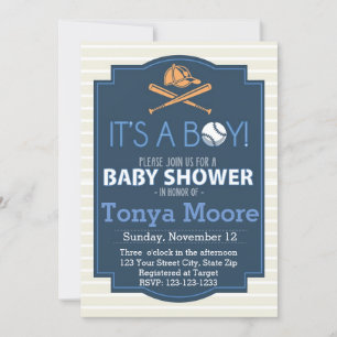 Baseball Bat Baby shower Uitnodiging