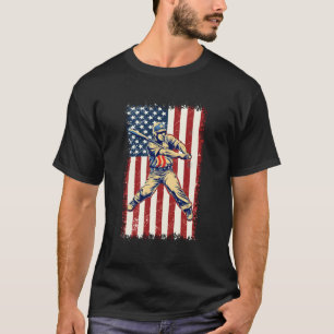 Baseball Bat Ball 4th van juli Amerikaanse vlag Ba T-shirt