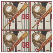  Baseball Bat Ball Glove Name and Number Stof (Swatch)