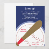 BASEBALL & Bat Batter Up KIDS Birthday Uitnodiging (Voorkant / Achterkant)