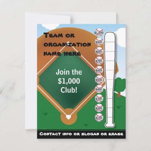 Baseball Bat Chart and Invitation Kaart (Voorkant)