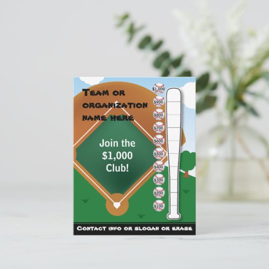 Baseball Bat Chart and Invitation Kaart (Staand voorkant)