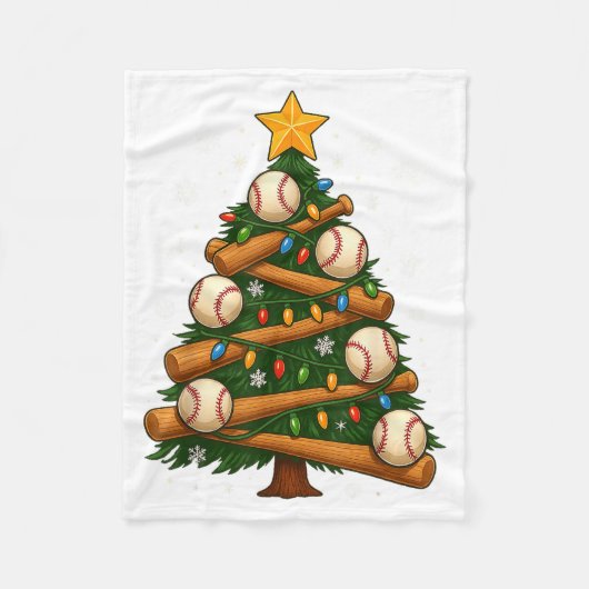 Baseball Bat Christmas Tree Lights Holiday Design  Fleece Deken (Voorkant)