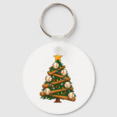 Baseball Bat Christmas Tree Lights Holiday Design Sleutelhanger (Voorkant)