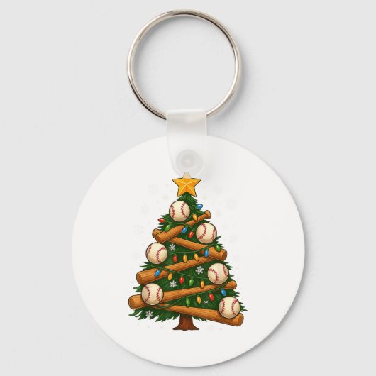 Baseball Bat Christmas Tree Lights Holiday Design  Sleutelhanger (Voorkant)
