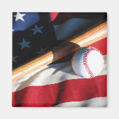 Baseball, Bat en American Flag Magnet (Voorkant)
