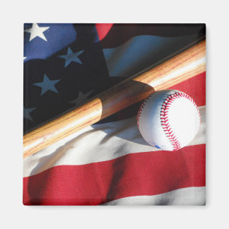 Baseball, Bat en American Flag Magnet