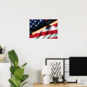 Baseball, Bat en American Flag Poster (Thuiskantoor)