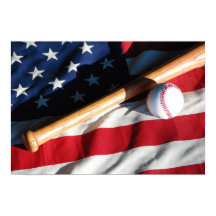 Baseball, Bat en American Flag Poster
