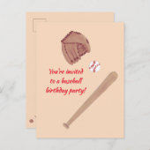 Baseball Bat Glove Verjaardagsfeestje Nodigt Brief Uitnodiging Briefkaart (Voorkant / Achterkant)