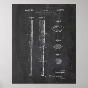 Baseball Bat Patent Poster