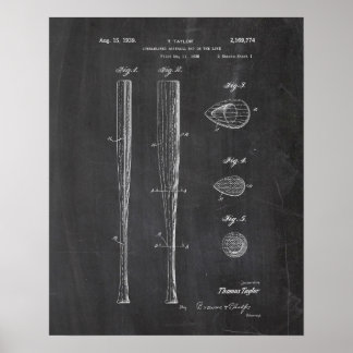 Baseball Bat Patent Poster