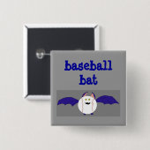 Baseball Bat pin Vierkante Button 5,1 Cm (Voorkant /achterkant)