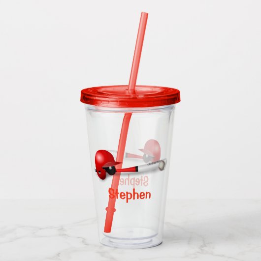 Baseball Bat Red Gepersonaliseerd Acryl Drinkbeker (Achterkant)