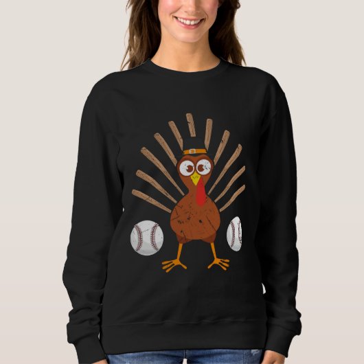 Baseball Bat Turkey Thanksgiving Trui (Voorkant)