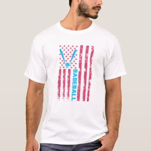 Baseball Bat USA Flag Sports Lover Mannen Vrouwen T-shirt