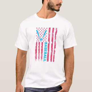 Baseball Bat USA Flag Sports Lover Men Women Kids T-shirt