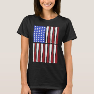 Baseball Bata USA Patriotic American Flag Player C T-shirt
