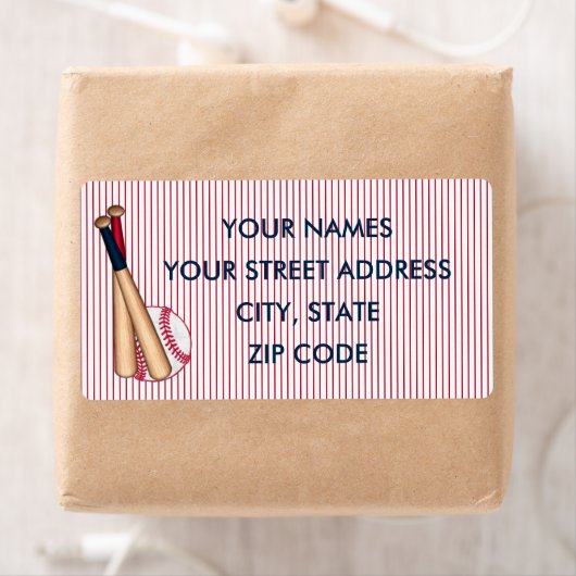 Baseball Bats Red Stripes Verzendlabels Etiket (Insitu)