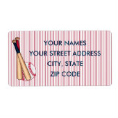 Baseball Bats Red Stripes Verzendlabels Etiket (Voorkant)
